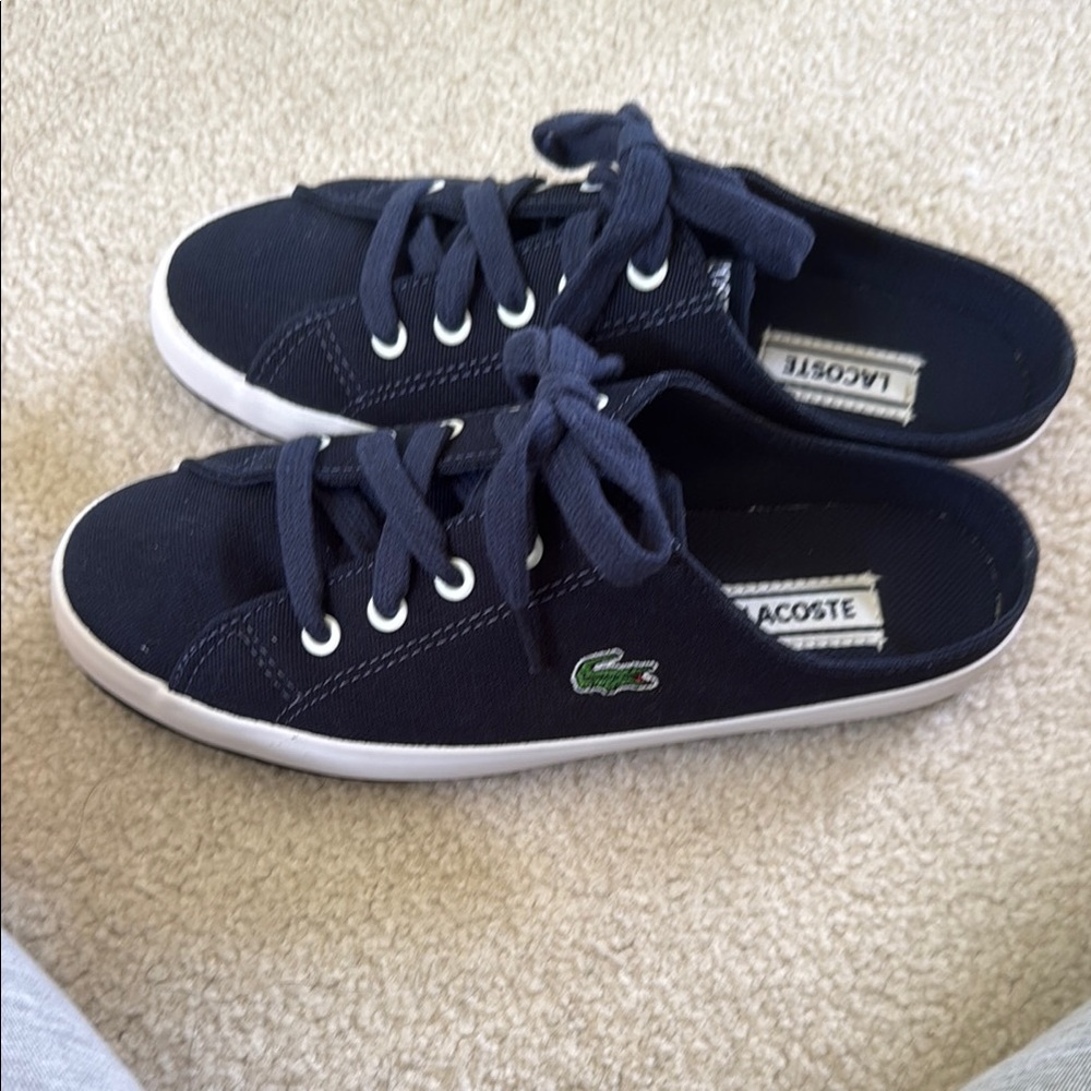 Lacoste Navy and Green Sneakers with Crocodile Logo